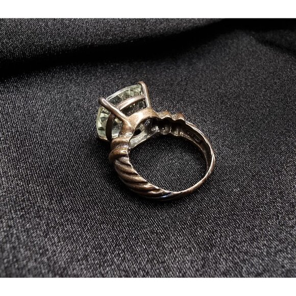 Rare Vintage Prasiolite Green Amethyst Sterling Silver 925 Ring Size 5 - Picture 6 of 6